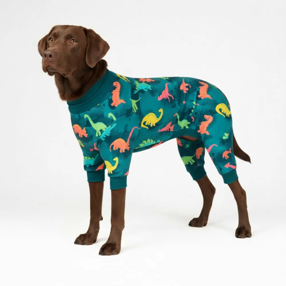 Spark Paws Pigiama per cani, tuta da recupero per cani, da uomo, ultra morbida e elasticizzata in 4 direzioni, per razze piccole, medie e grandi, motivo: dinosauri, 3XL - immagine 1