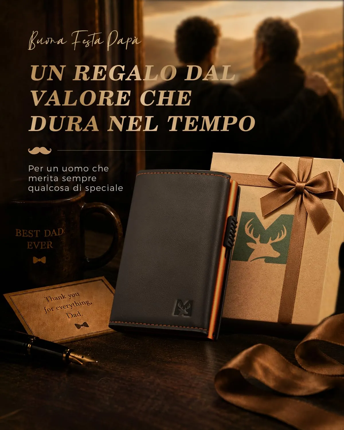 MYSHION Portafoglio Pop-Up da Uomo con Tasca per Monete, Portafoglio Trifold con Finestra ID, Porta Carte RFID Intelligente con 6 Scomparti per Fino a 11 Carte (Nero Arancione) - immagine 9