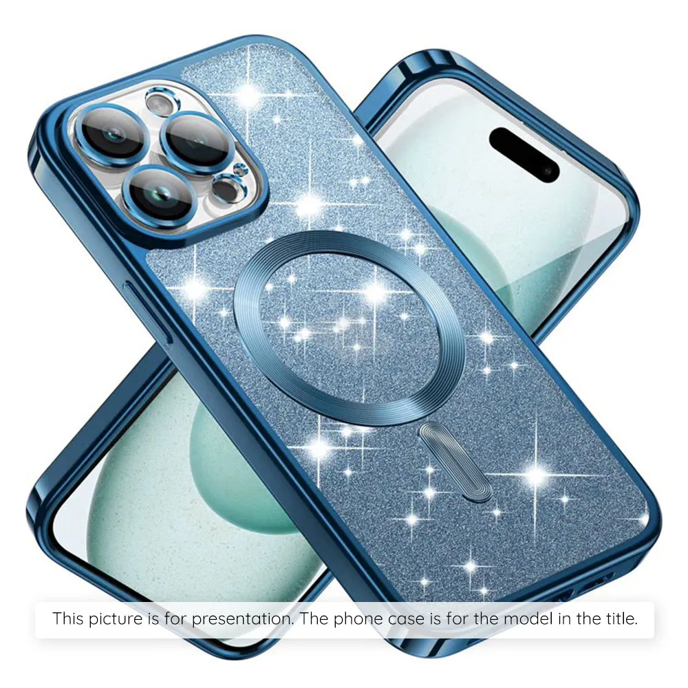 Custodia MagSafe per Apple iPhone 17 Air, Techsuit, Luxury Glitter, Blu - immagine 1