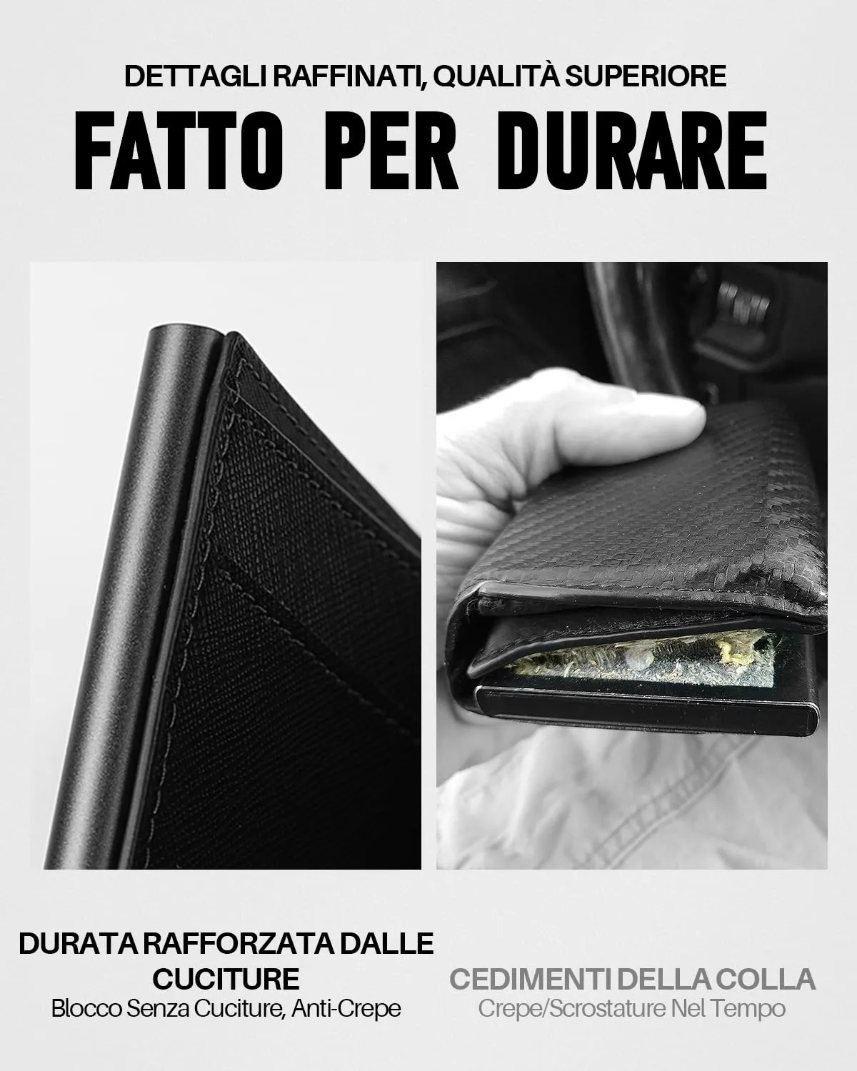 MYSHION Portafoglio Pop-Up da Uomo con Tasca per Monete, Portafoglio Trifold con Finestra ID, Porta Carte RFID Intelligente con 6 Scomparti per Fino a 11 Carte (Nero Testurizzato) - immagine 5