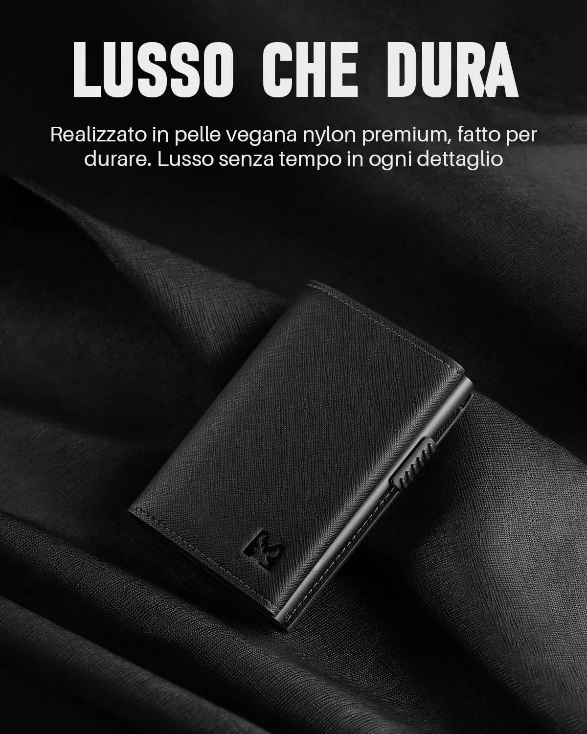 MYSHION Portafoglio Pop-Up da Uomo con Tasca per Monete, Portafoglio Trifold con Finestra ID, Porta Carte RFID Intelligente con 6 Scomparti per Fino a 11 Carte (Nero Testurizzato) - immagine 8