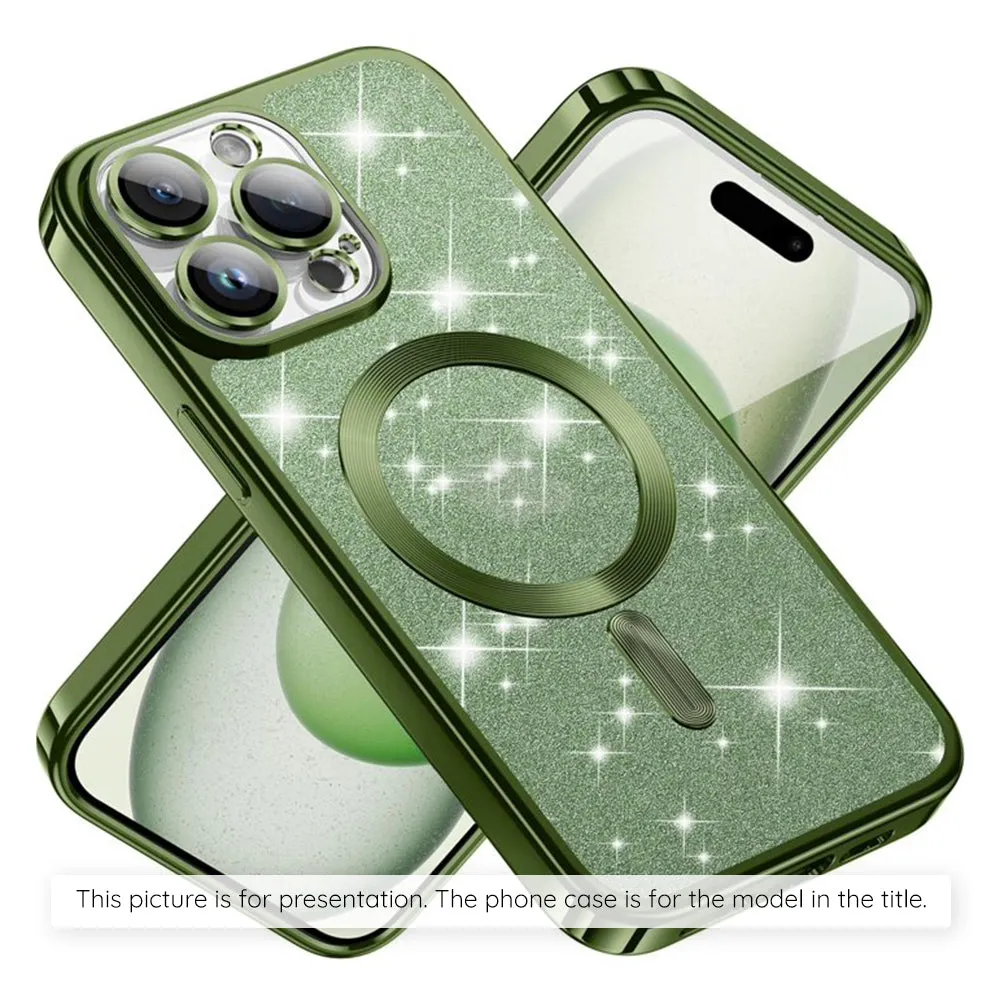 Custodia MagSafe per Apple iPhone 17 Air, Techsuit, Luxury Glitter, Verde Scuro - immagine 1