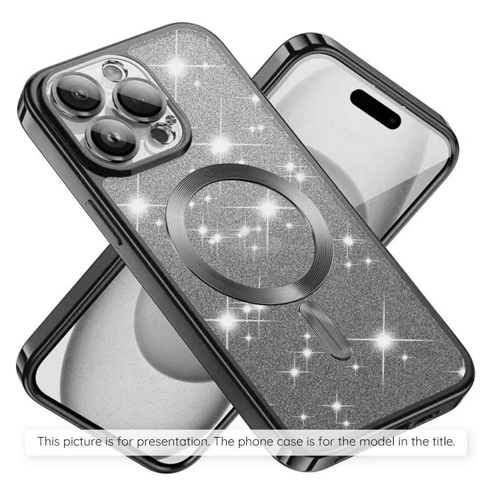 Custodia MagSafe per Apple iPhone 17 Air, Techsuit, Luxury Glitter, Nera - immagine 1