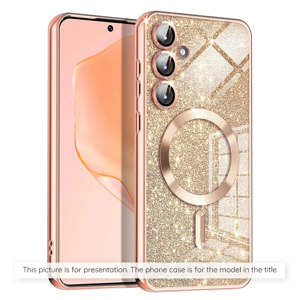 Custodia MagSafe per Apple iPhone 17, Techsuit, Luxury Glitter, Rosa Dorato - immagine 1