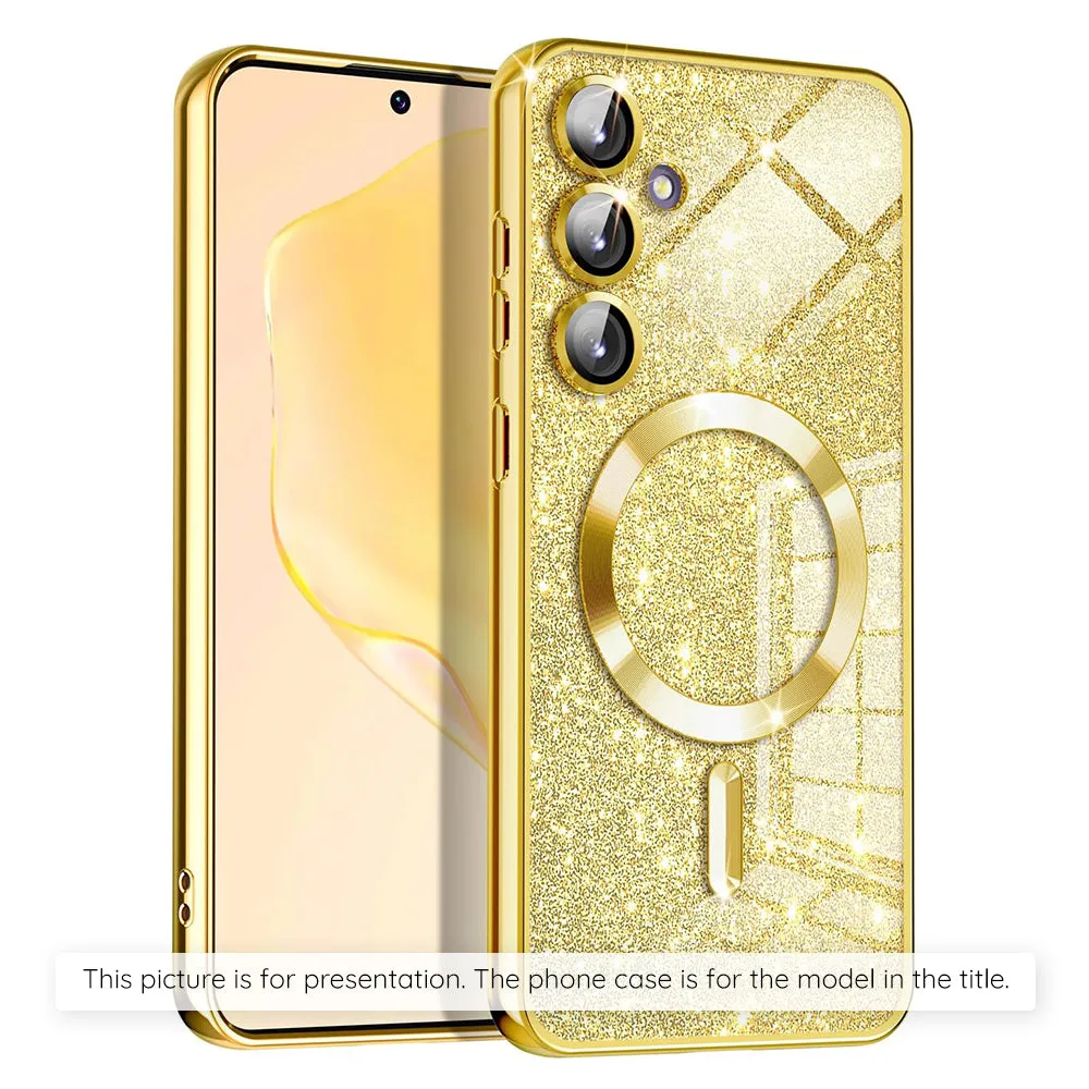 Custodia MagSafe per Apple iPhone 17, Techsuit, Luxury Glitter, Dorata - immagine 1