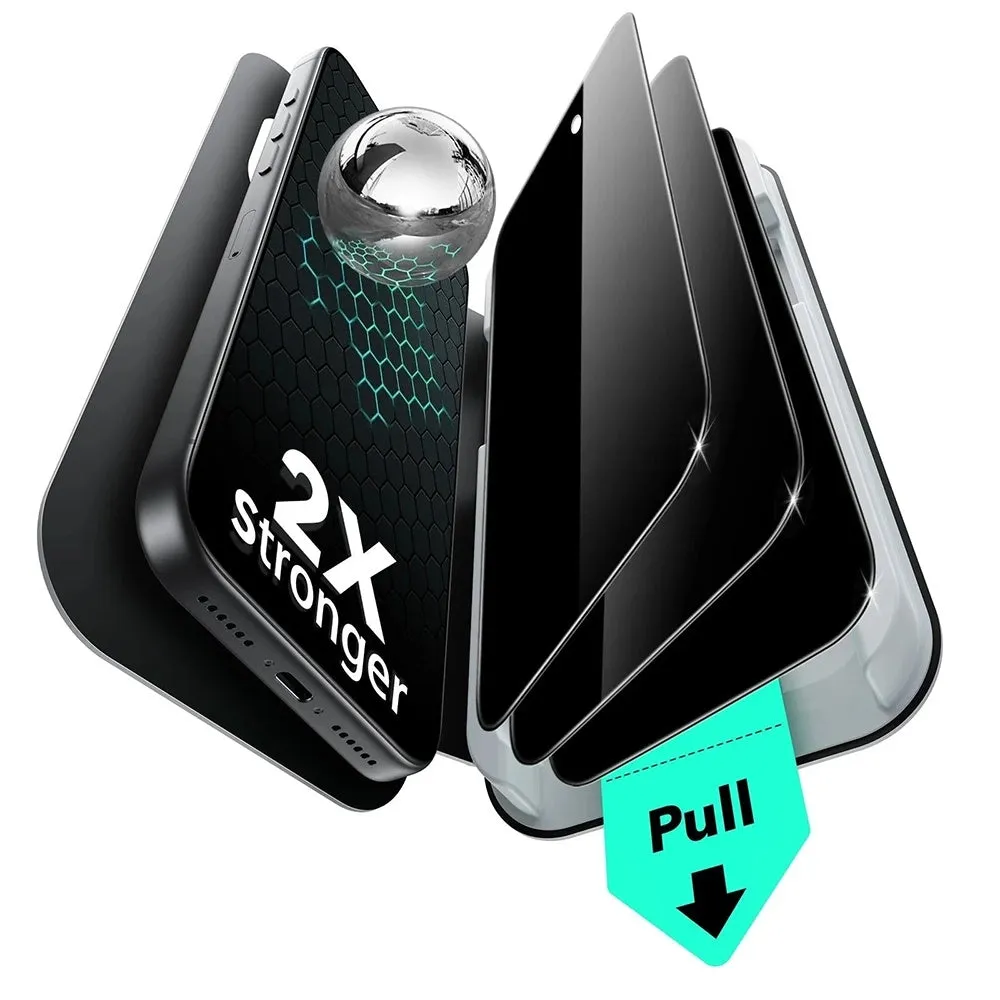 Pellicola Protettiva Schermo Privacy ESR UltraFit per Apple iPhone 17 Pro, Vetro Temperato, Full Glue, Set 3 pezzi - immagine 1