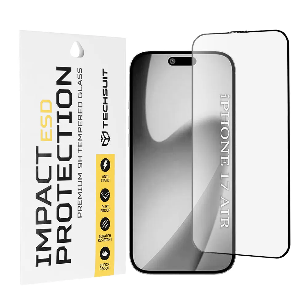 Pellicola protettiva Techsuit per Apple iPhone 17 Air, Vetro Temperato, Full Glue, Nera - immagine 1