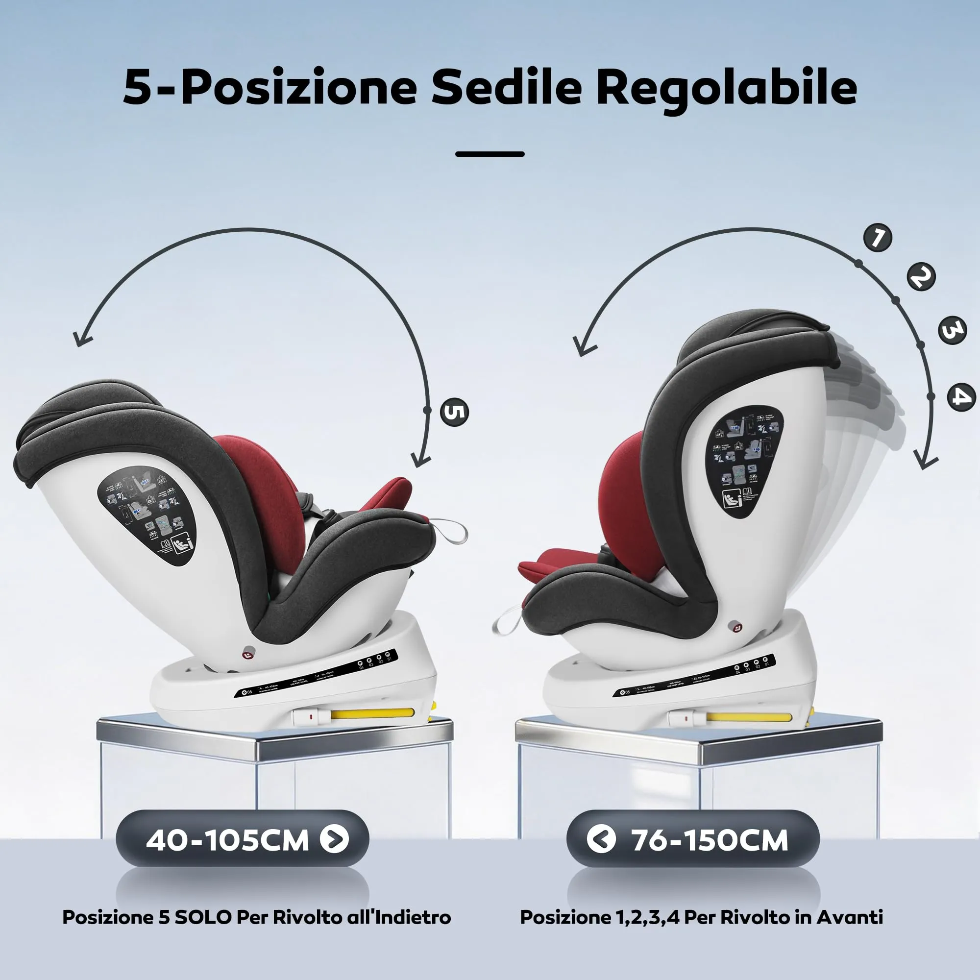Miophy 360 Girevole I-size Seggiolino Auto Isofix, 40-150 cm, 0-12 anni - immagine 3