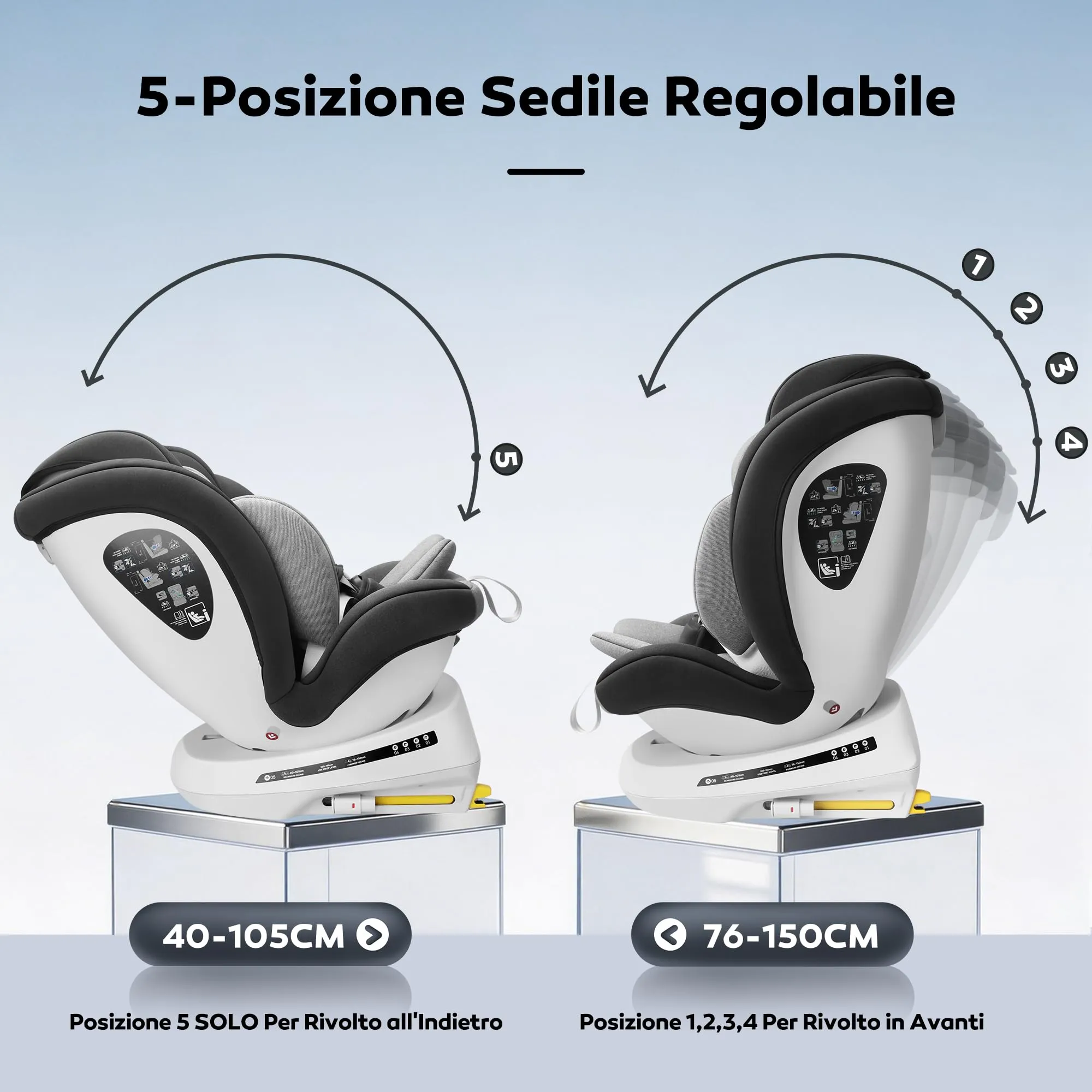 Miophy 360 Girevole I-size Seggiolino Auto Isofix, 40-150 cm, 0-12 anni - immagine 3