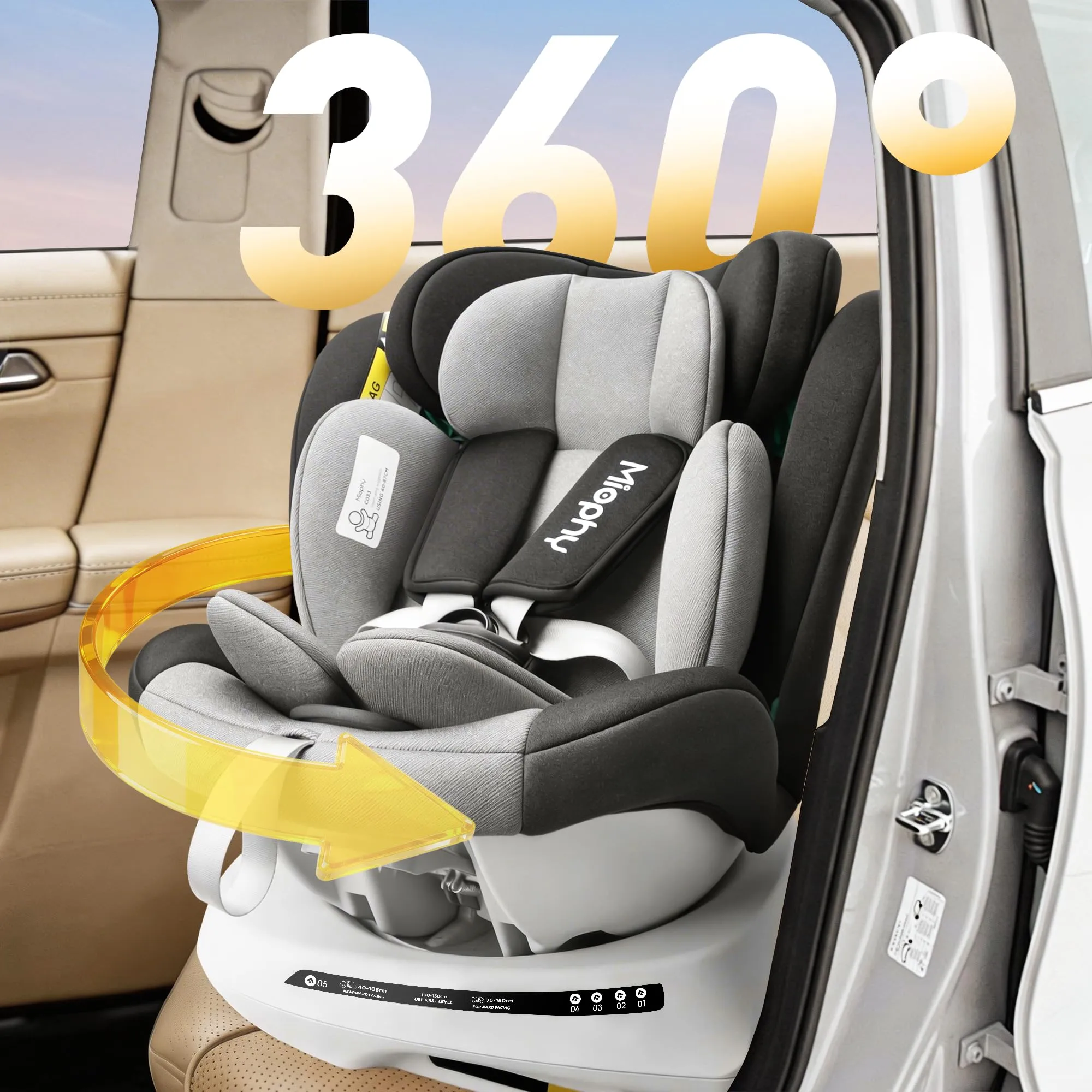 Miophy 360 Girevole I-size Seggiolino Auto Isofix, 40-150 cm, 0-12 anni - immagine 4