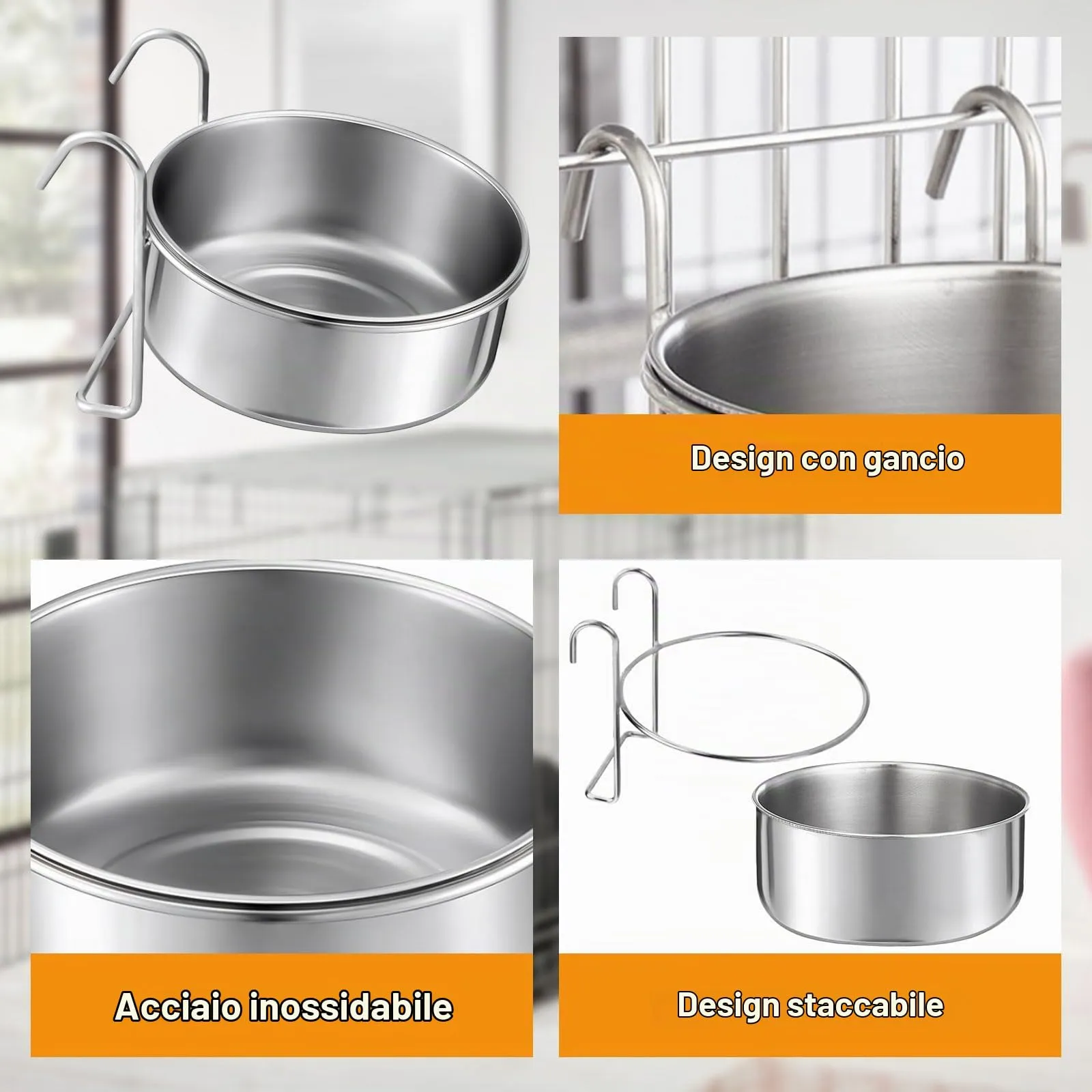 Ciotola per Cani da Appendere in Acciaio Inox Rimovibile e Facile da Pulire - immagine 3