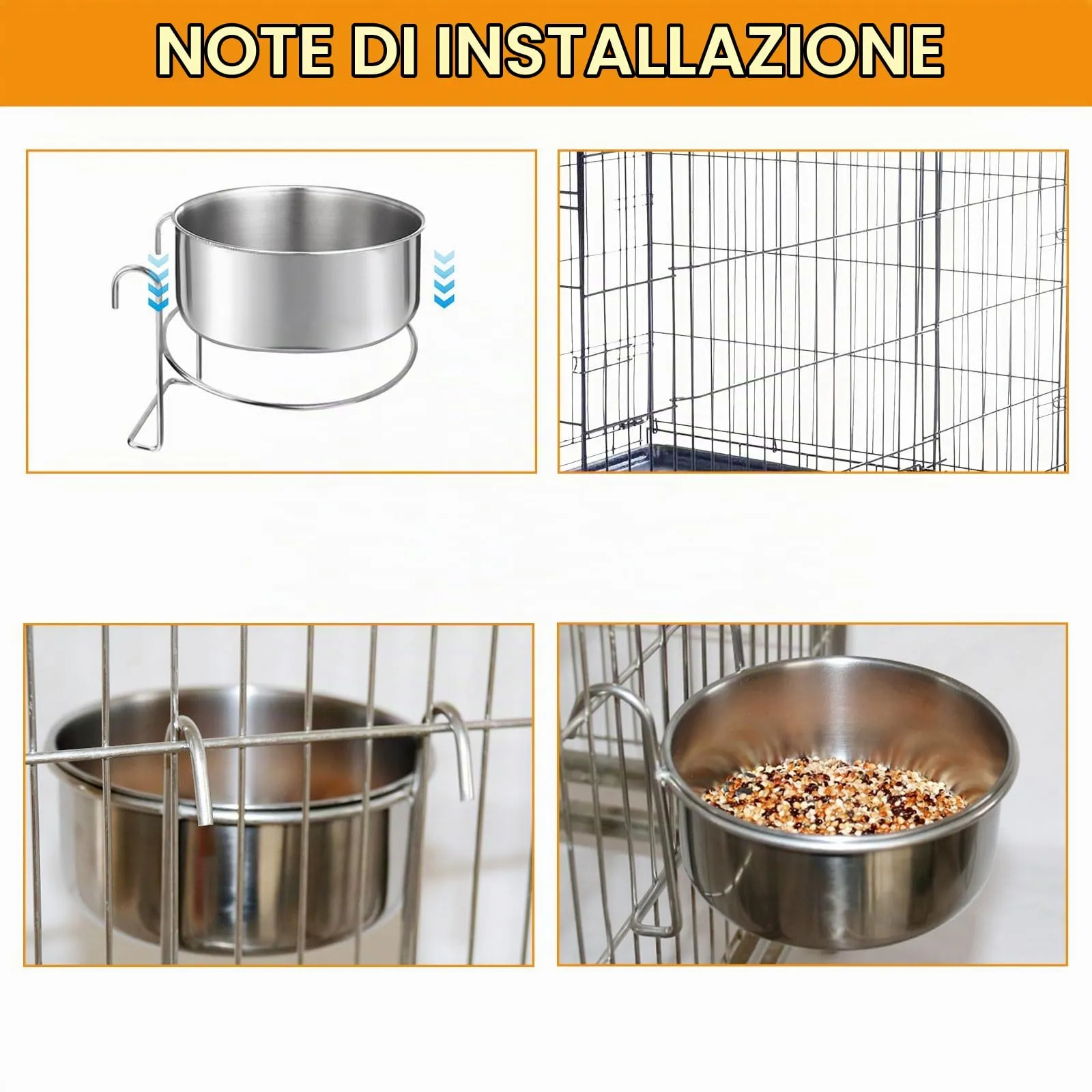 Ciotola per Cani da Appendere in Acciaio Inox Rimovibile e Facile da Pulire - immagine 4