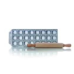 Stampo ravioli 24 fori con rullo legno RAVIOLCASA Silver 20074 10B - immagine 1