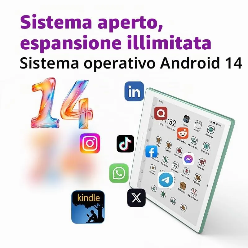 Bigme B7 Pro - Tablet ePaper a colori da 7 pollici con 8+128 GB di memoria e funzione telefonica 4G (verde) - immagine 6