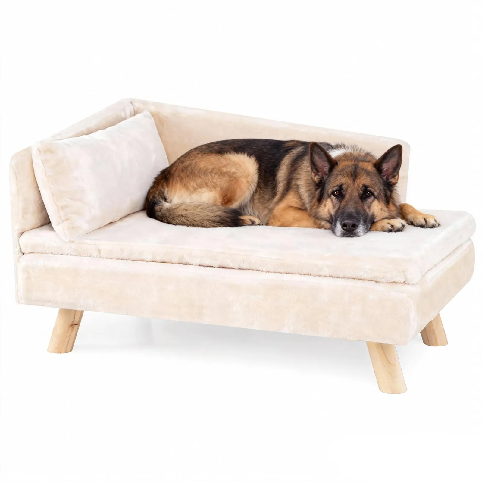 SOARS Divano per Cani con Schienale e Cuscino, 81 x 51 x 47 cm, Beige - immagine 1
