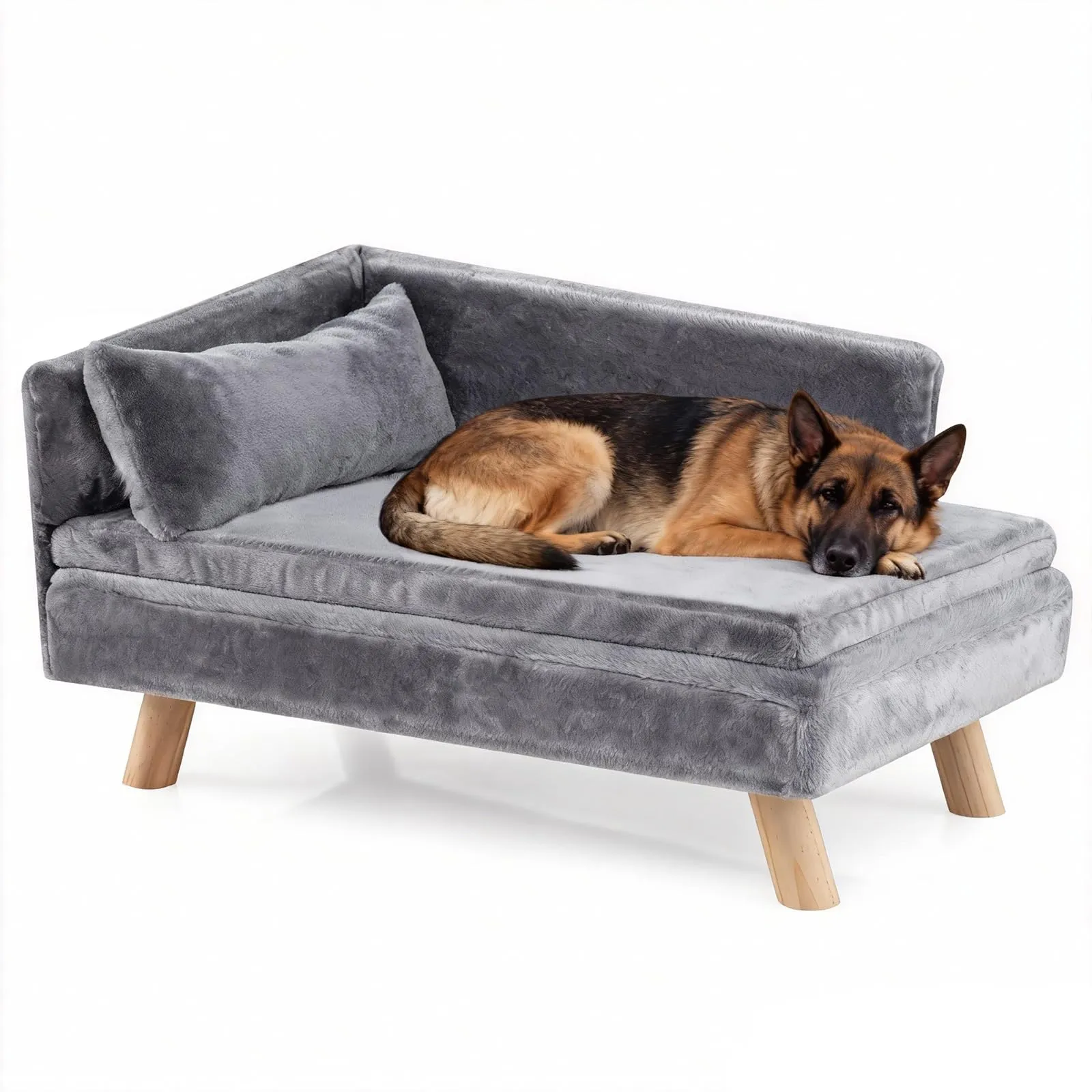 SOARS Divano per Cani con Schienale e Cuscino, 81 x 51 x 47 cm, Grigio - immagine 1