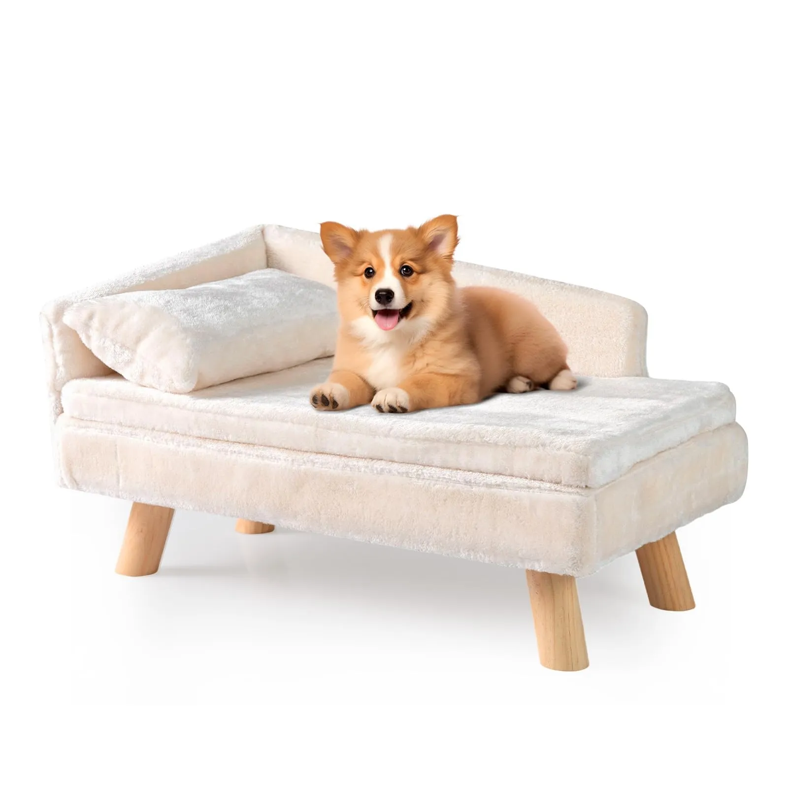 SOARS Divano per Cani con Schienale e Cuscino, 71 x 43 x 40 cm, Beige - immagine 1