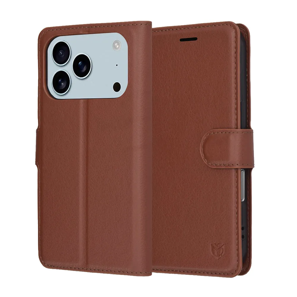 Custodia per Apple iPhone 17 Pro, Techsuit, Leather Folio, Marrone - immagine 1
