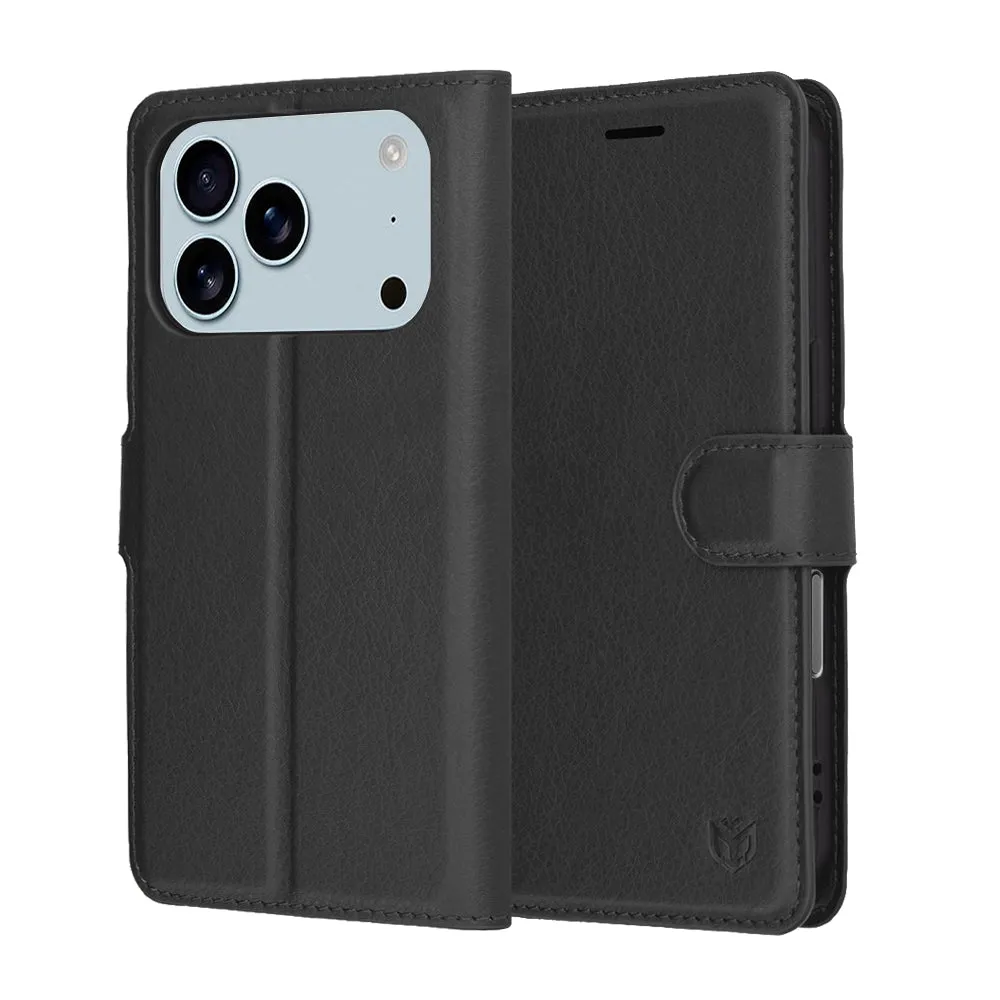 Custodia per Apple iPhone 17 Pro, Techsuit, Leather Folio, Nera - immagine 1