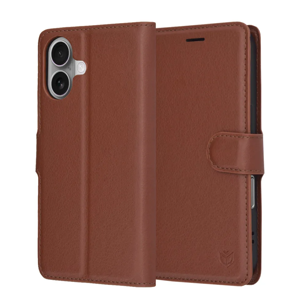 Custodia per Apple iPhone 17, Techsuit, Leather Folio, Marrone - immagine 1