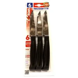 Set coltelli bistecca Inox 6 pz lama dentata (11cm) Nero 82006N - immagine 1