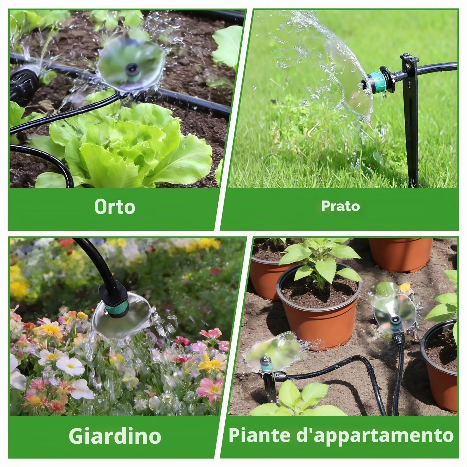 Kalolary 100 pezzi 1/4" Gocciolatori Regolabili Irrigazione a Goccia Verde - immagine 7