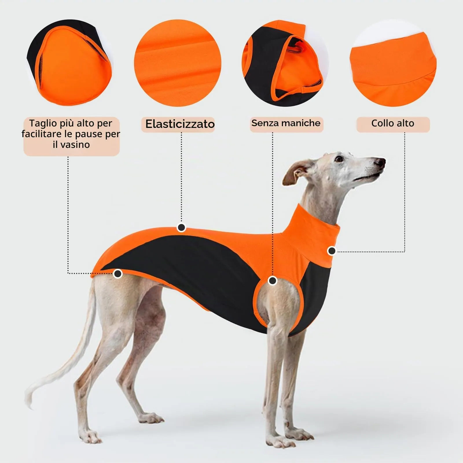 Maglitta Levrieri, Lurcher Maglietta Saluki Felpa Levrieri Gilet Maglietta per Cani con Protezione Solare per Attività All'aperto(Arancione, L) - immagine 4