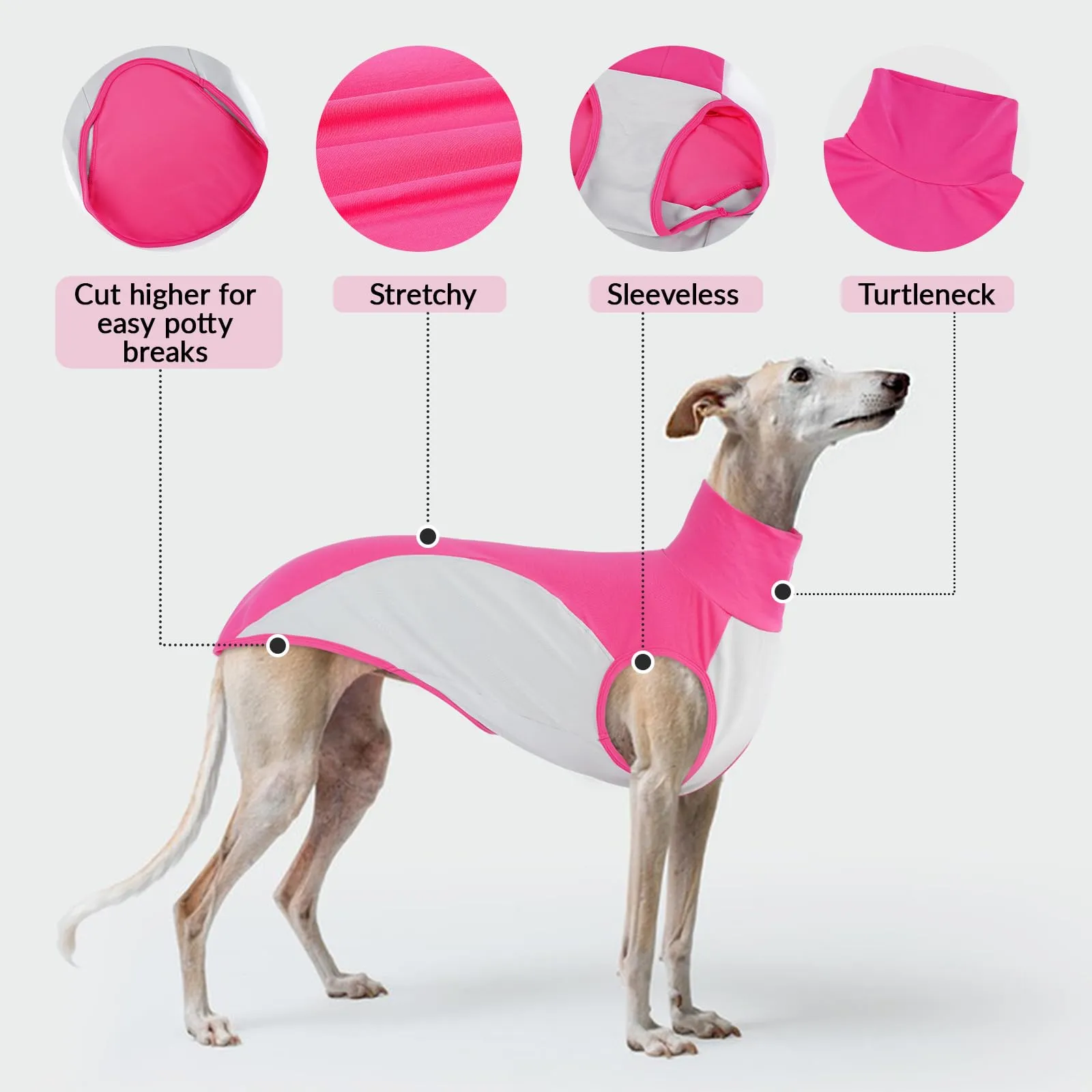 Maglitta Levrieri Italiani, Morbido Felpa Whippet Vestito Whippet Gilet Sottile Abbigliamento per Levrieri Italiani Magliette Parasole(Rosa, S) - immagine 4