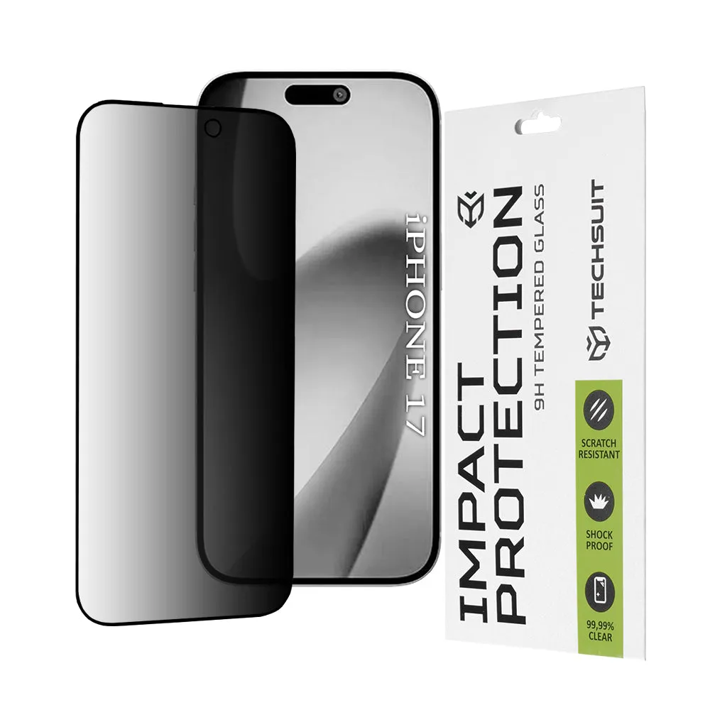 Pellicola Protettiva Schermo Privacy Techsuit per Apple iPhone 17, Vetro Temperato, Full Glue, 111D - immagine 1