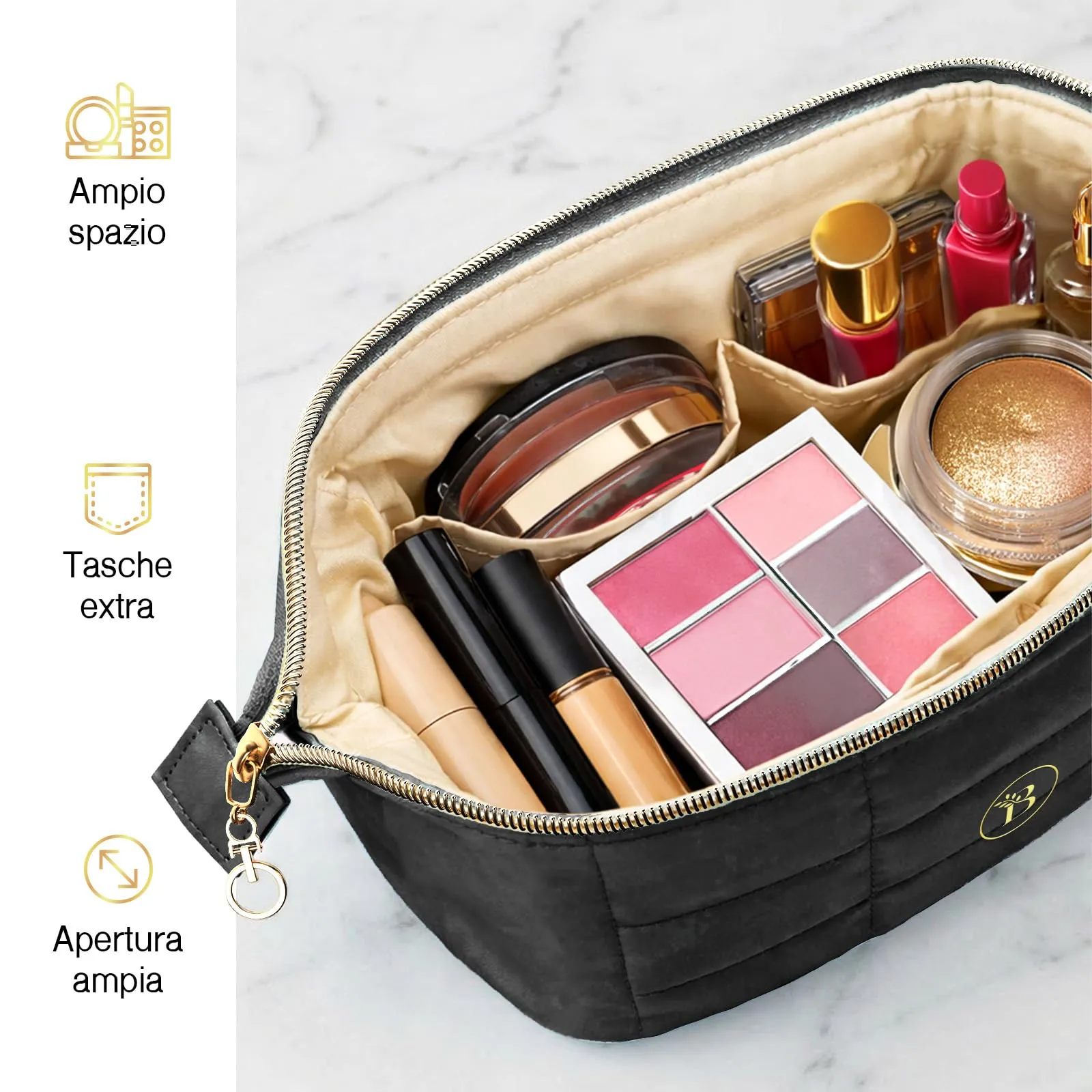 Make Up Bag - Porta Trucchi da Viaggio con Scomparti Interni - immagine 2