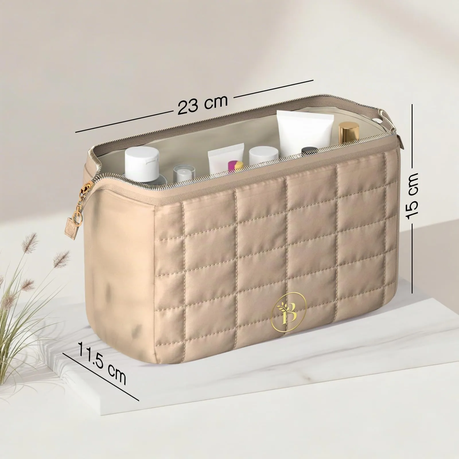 Make Up Bag Camel Trousse Trucchi Donna Trapuntata - immagine 4