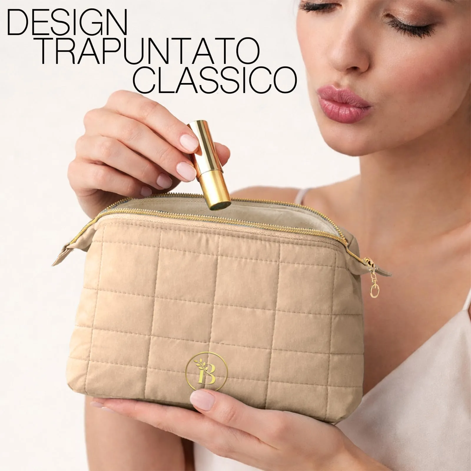 Make Up Bag Camel Trousse Trucchi Donna Trapuntata - immagine 7