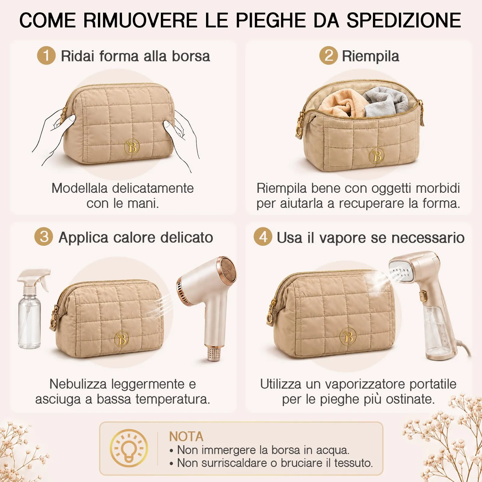 Make Up Bag Camel Trousse Trucchi Donna Trapuntata - immagine 8