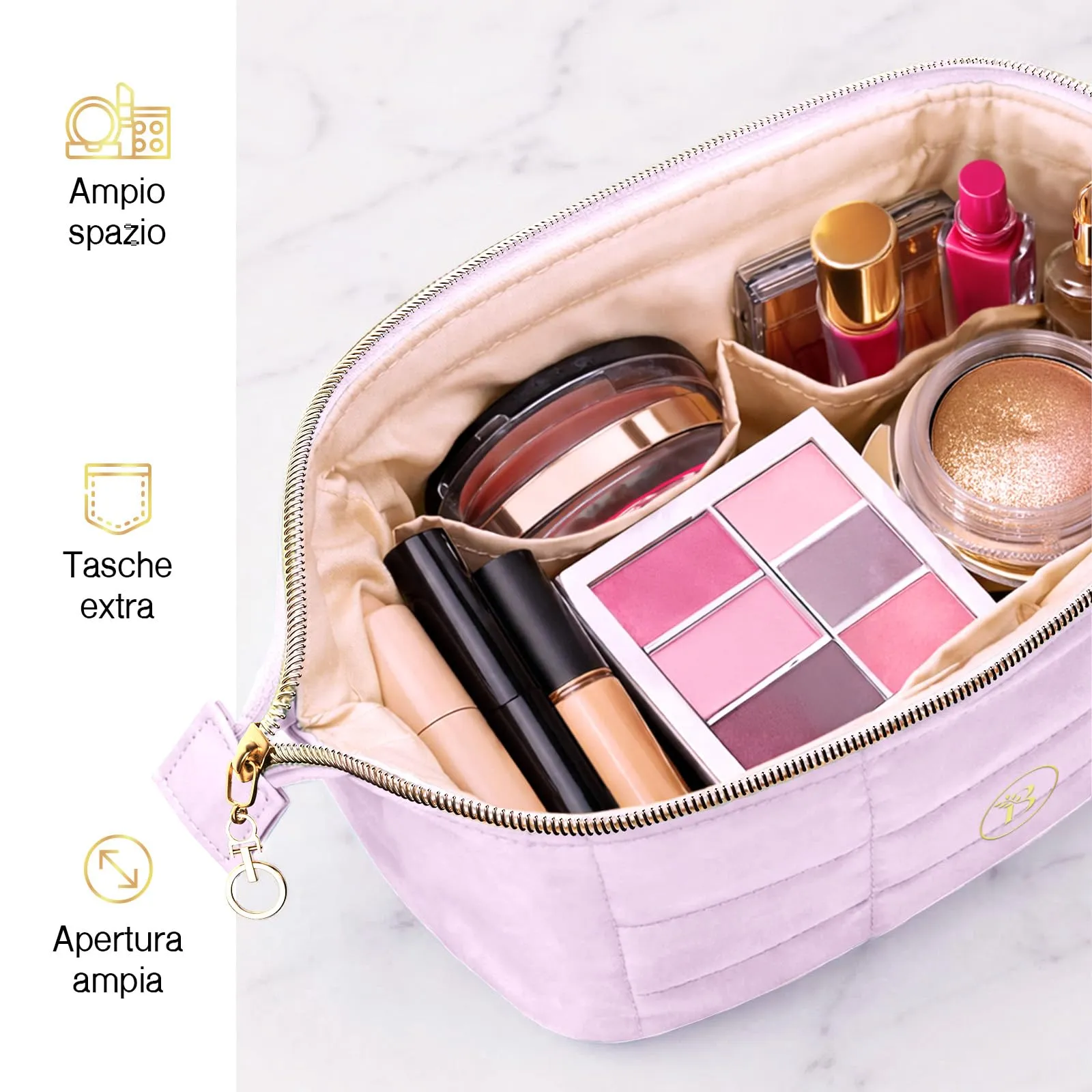Make Up Bag - Porta Trucchi da Viaggio con Scomparti Interni - immagine 2