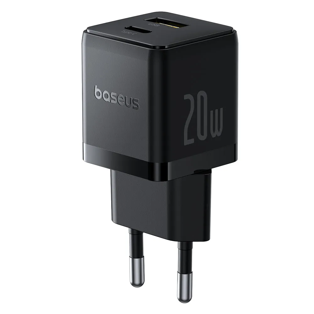 Caricabatterie Rete Baseus Palm, 20W, 3A, 1 x USB-A - 1 x USB-C, Nero P10111608113-00 - immagine 1