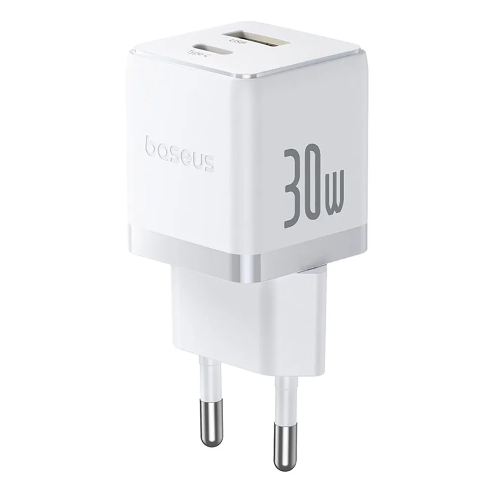 Caricabatterie Rete Baseus Palm, 30W, 3A, 1 x USB-A - 1 x USB-C, Bianco P1011160A213-00 - immagine 1