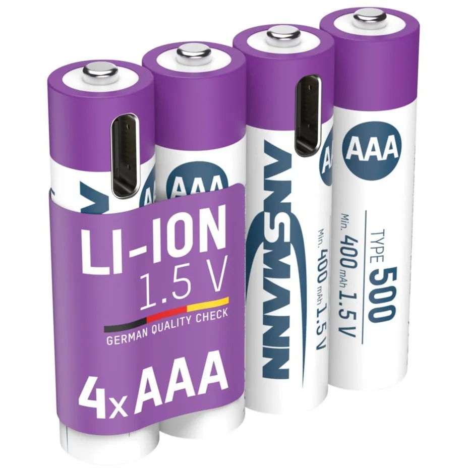Batteria Li-Ion Micro AAA tipo 500 (min. 400 mAh), confezione da 4 - immagine 1