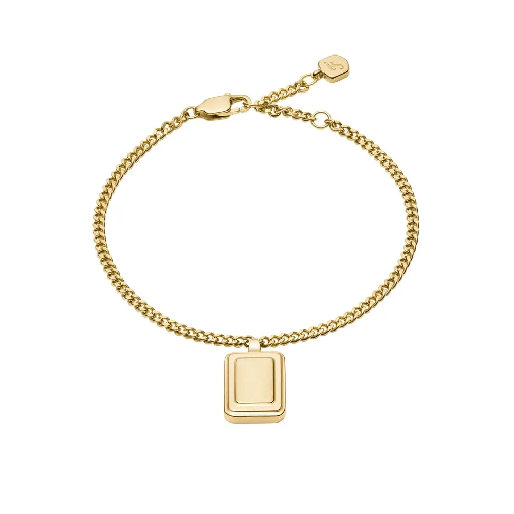 Fossil Bracciale a catena sottile da donna in acciaio inox con chiusura a moschettone - immagine 1