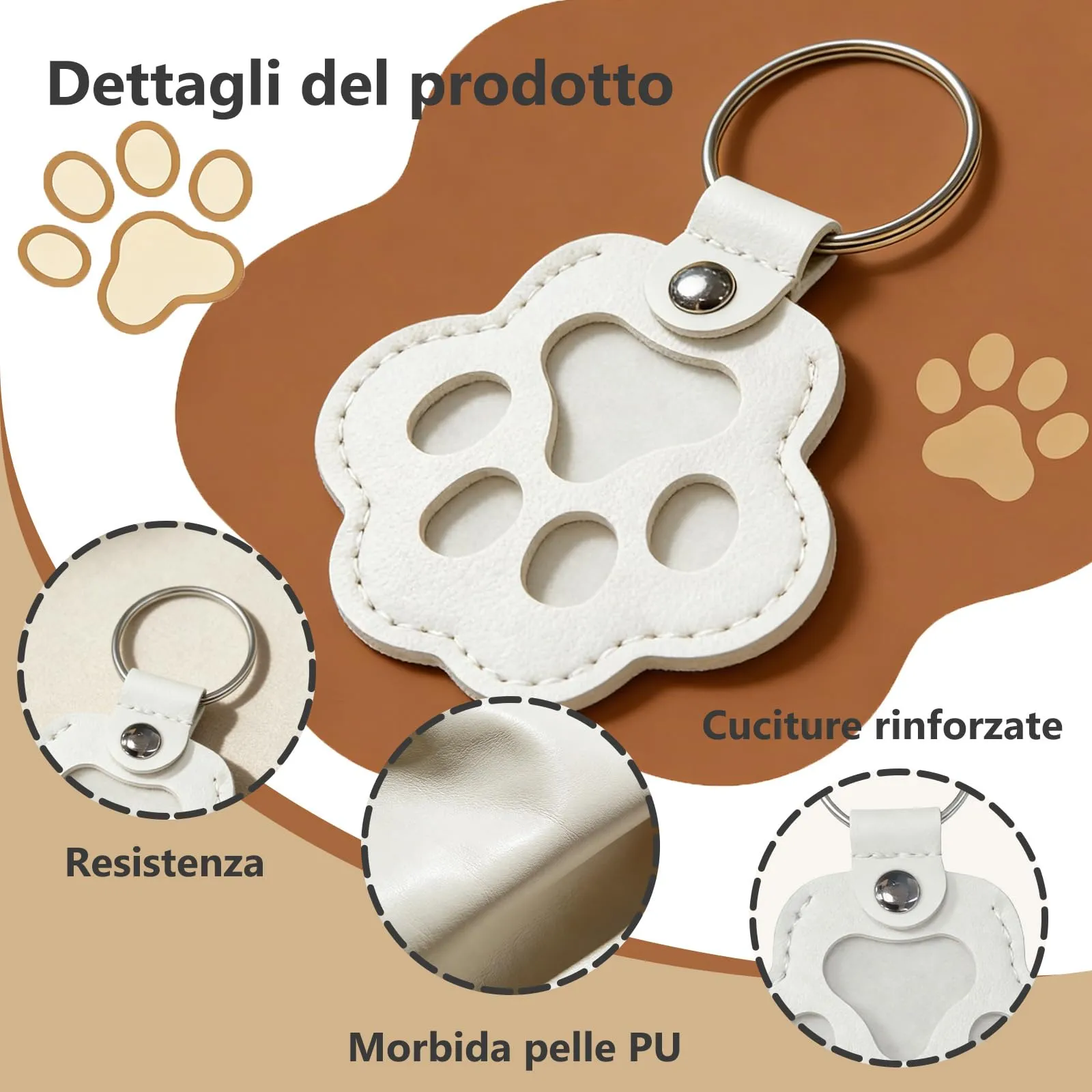 Umitive Regalo Commemorativo Personalizzato per Cani o Gatti, Portachiavi con Foto e Nome, Custode per Pelo, Accessorio in Pelle Inciso per la Perdita dell'Animale, Idea Regalo per Amanti - immagine 5