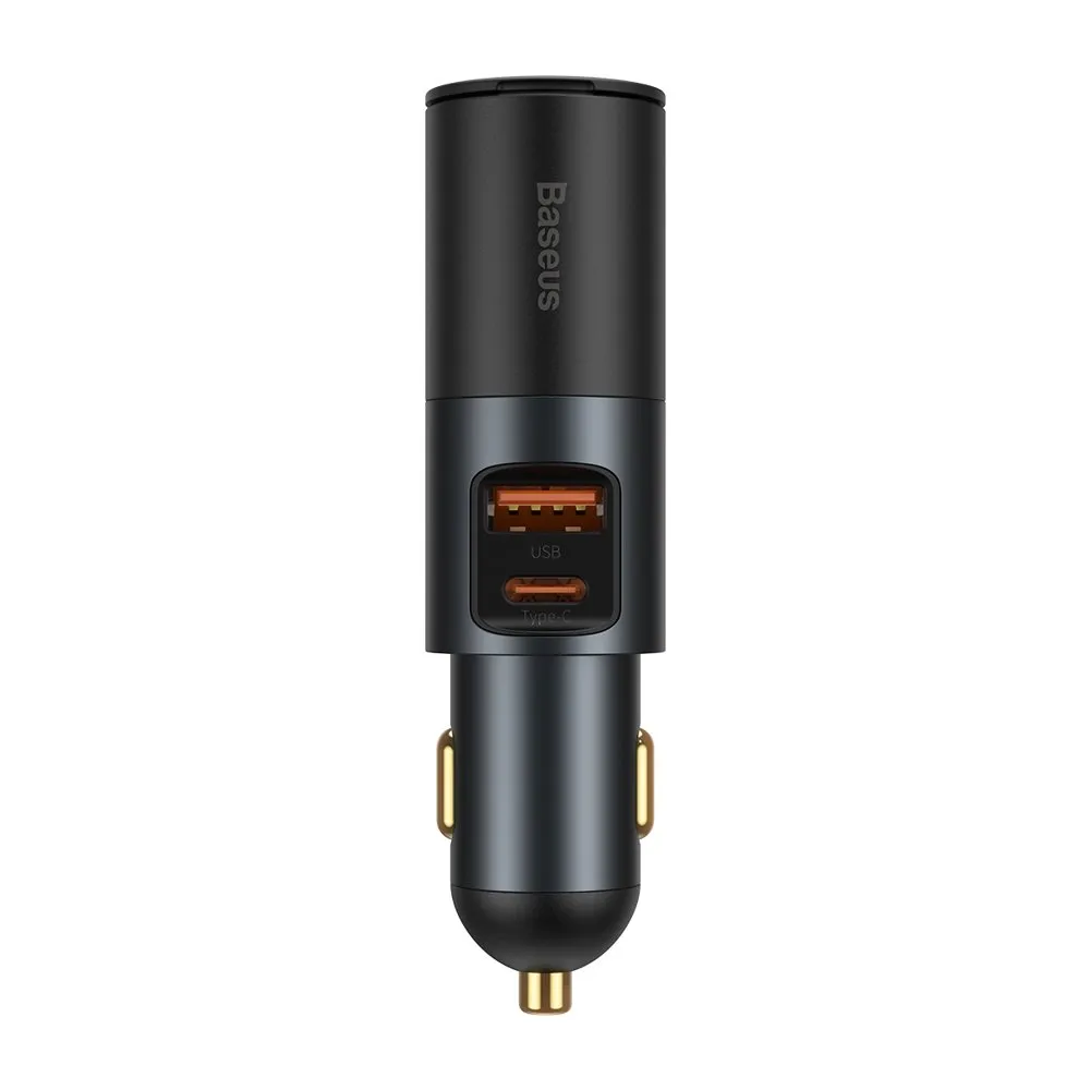 Caricabatterie Auto Baseus Share Together, 120W, 3A, 1 x USB-A - 1 x USB-C - 1 x Estensione Accendisigari, Grigio CCBT-C0G - immagine 1