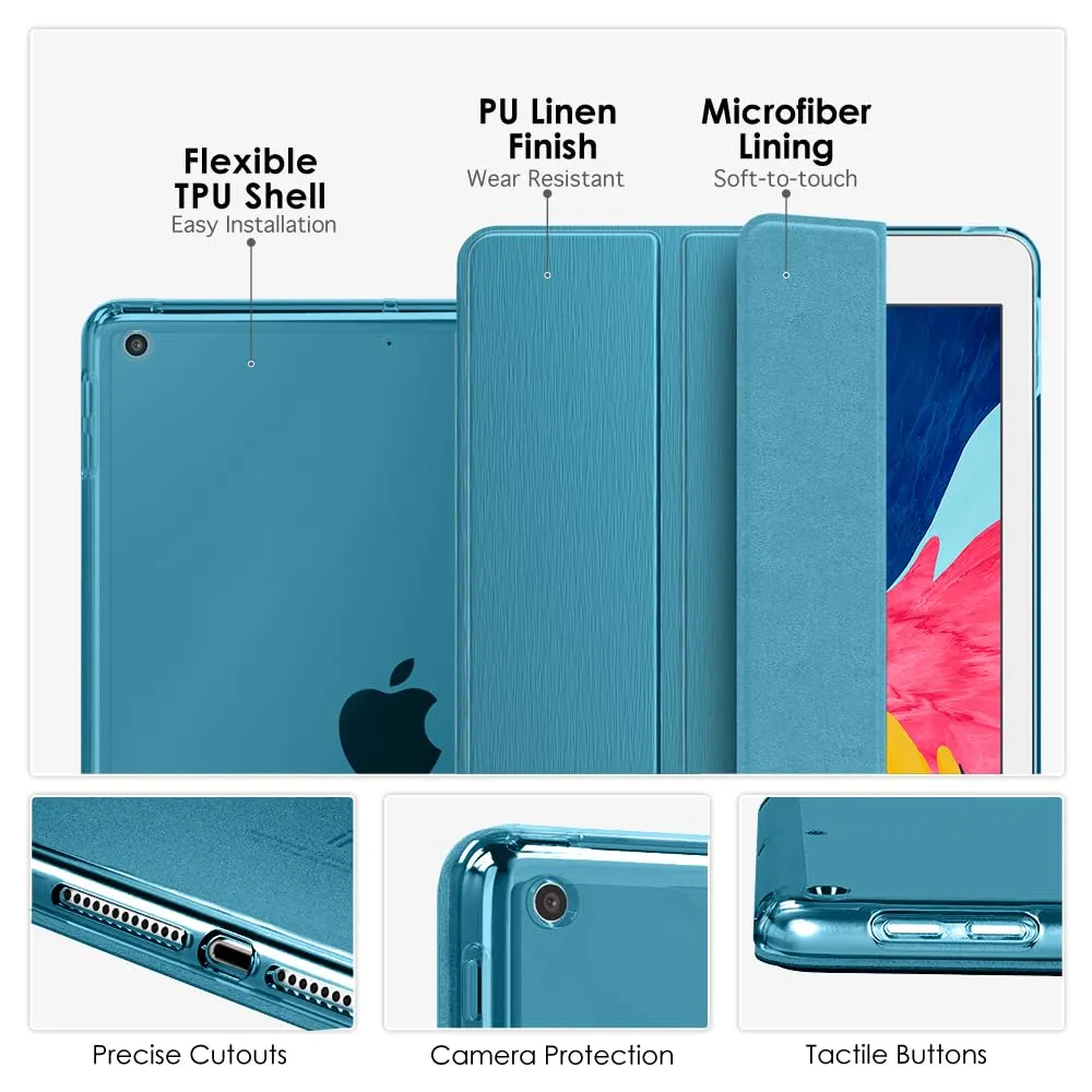 MoKo Cover per iPad 9a/8a/7a Gen 10,2" 2021/2020/2019, Blu Francese - immagine 4
