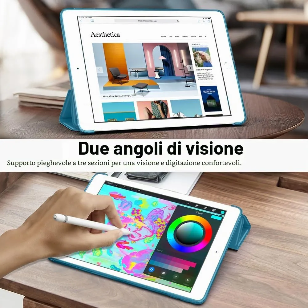 MoKo Cover per iPad 9a/8a/7a Gen 10,2" 2021/2020/2019, Blu Francese - immagine 5