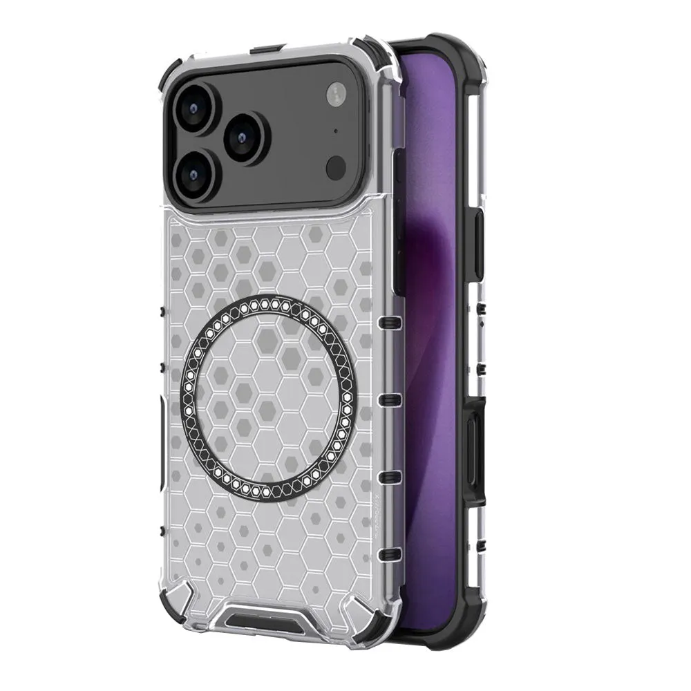 Custodia MagSafe per Apple iPhone 17 Pro Max, Techsuit, HoneyComb Shield, Bianca - immagine 1