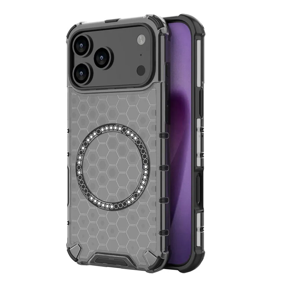 Custodia MagSafe per Apple iPhone 17 Pro, Techsuit, HoneyComb Shield, Nera - immagine 1