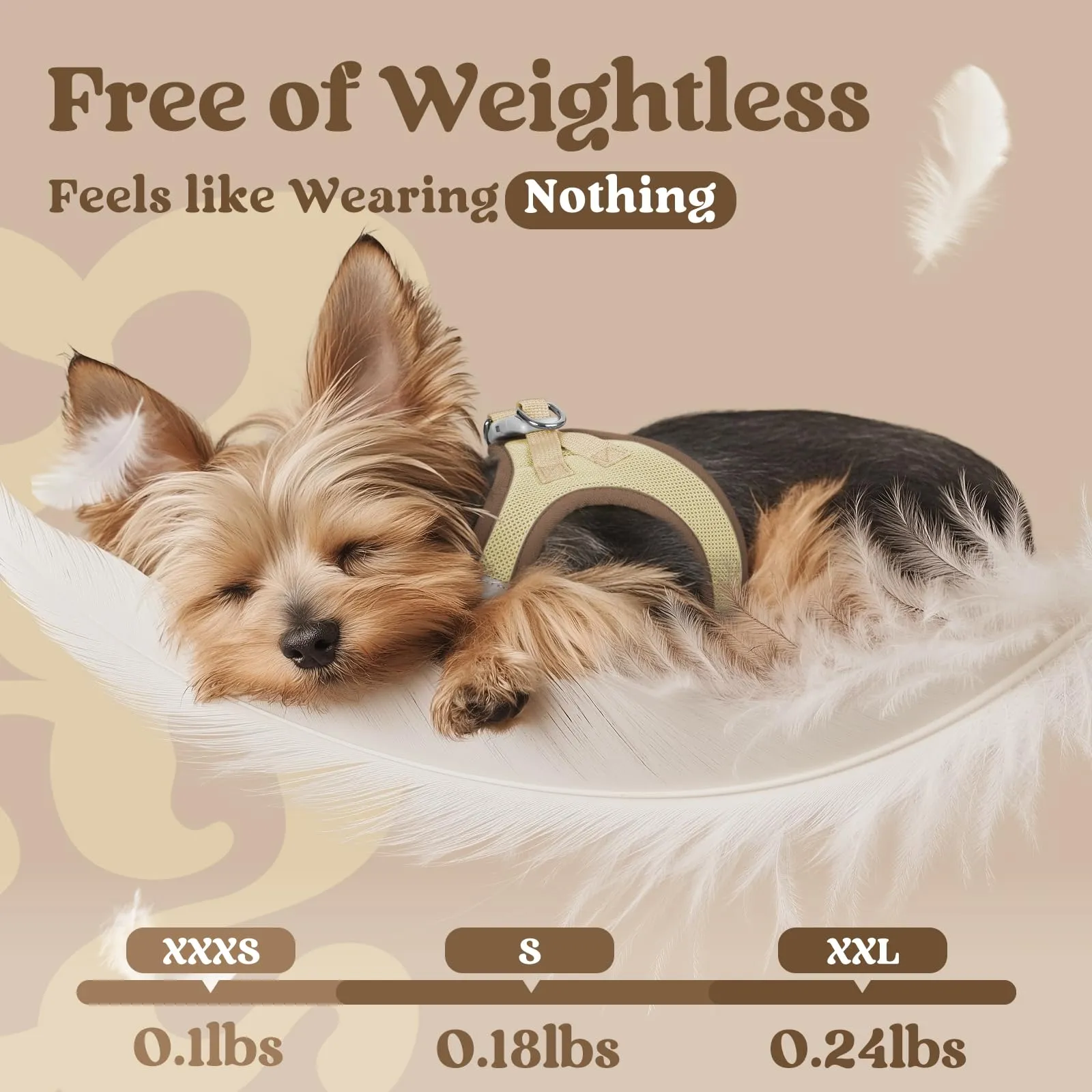 rabbitgoo Pettorina Cane Taglia Piccola, Leggero, Marrone e Beige XXS - immagine 4