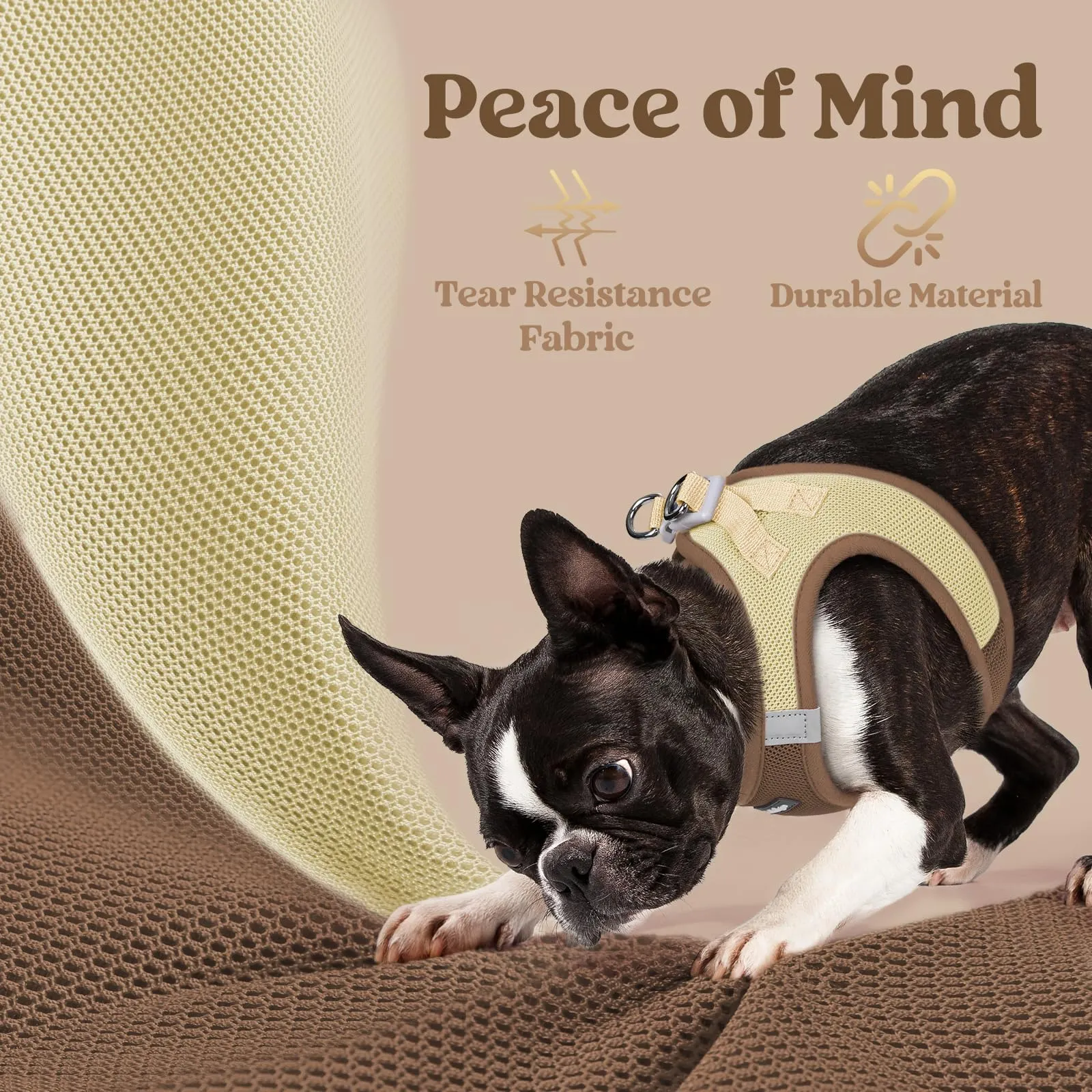 rabbitgoo Pettorina Cane Taglia Piccola, Leggero, Marrone e Beige S - immagine 9