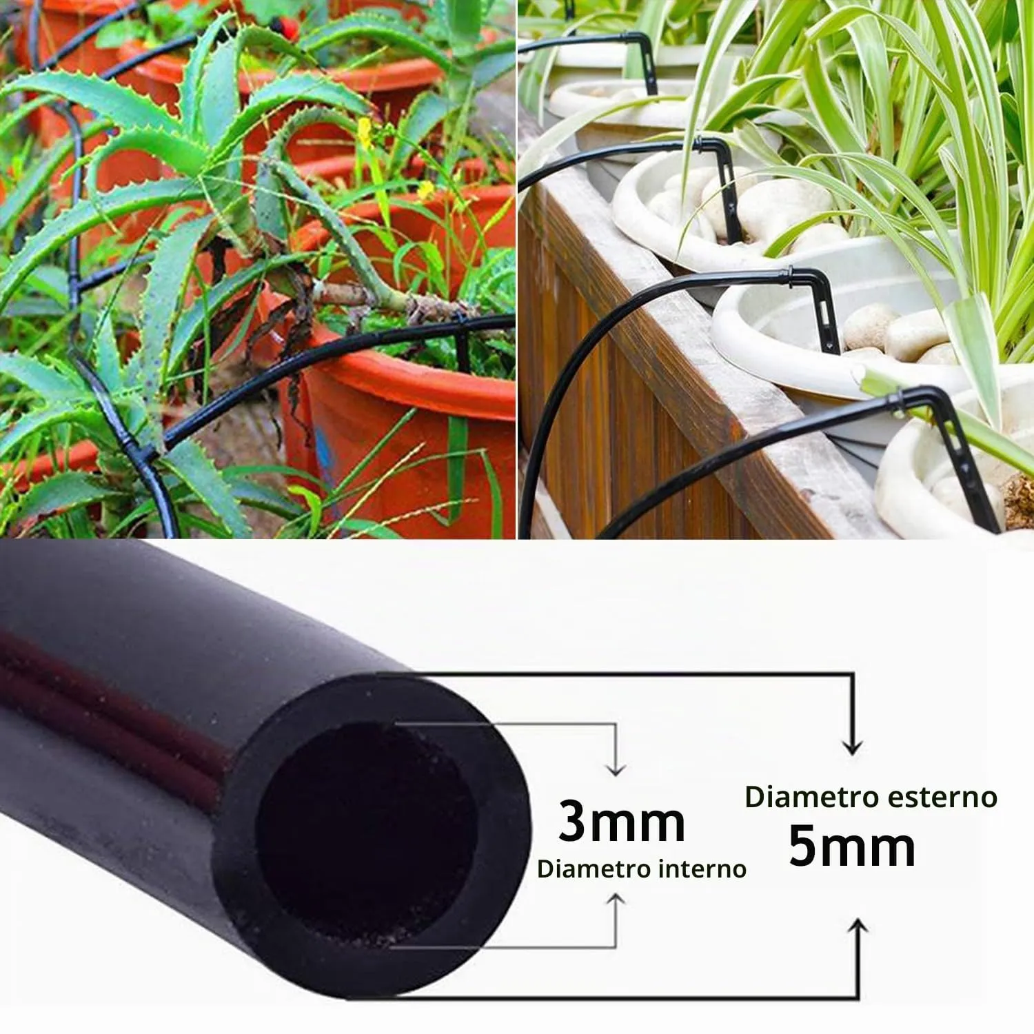 AYrundel Tubo per micro irrigazione, 40 m, tubo per sistema di irrigazione a goccia, 3/5 mm, per sistema di irrigazione da giardino, serra, balcone - immagine 2