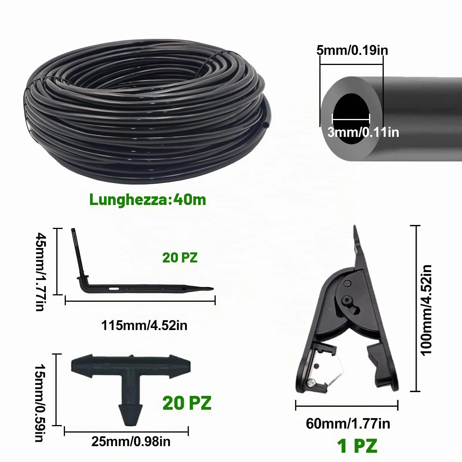 AYrundel Tubo per micro irrigazione, 40 m, tubo per sistema di irrigazione a goccia, 3/5 mm, per sistema di irrigazione da giardino, serra, balcone - immagine 4