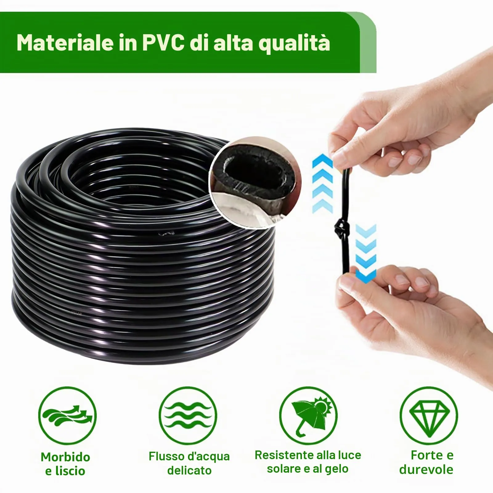 AYrundel Tubo per micro irrigazione, 40 m, tubo per sistema di irrigazione a goccia, 3/5 mm, per sistema di irrigazione da giardino, serra, balcone - immagine 5
