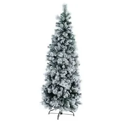 Albero Natale SLIM PRAGA Verde innevato (PVC - H240 D94 cm) 0933555 - immagine 1
